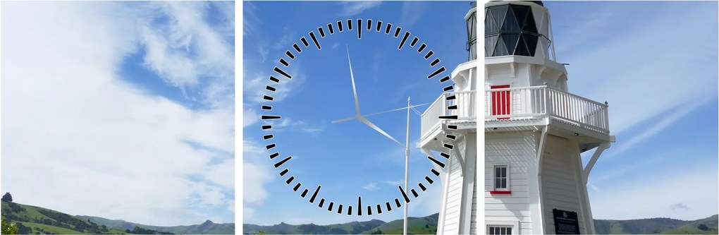 Az Akaroa világítótorony képe, Új-Zéland (órával) (90x30 cm)