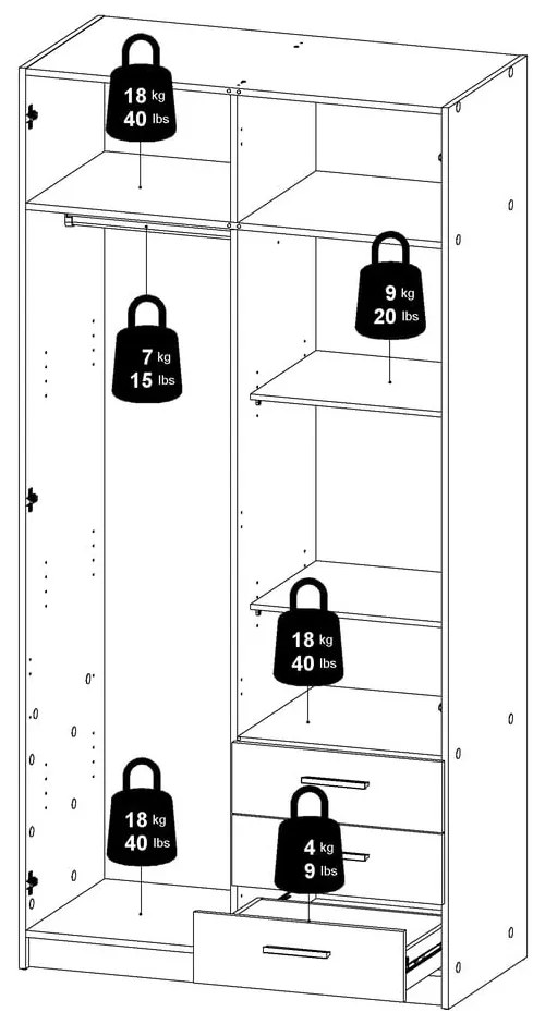 Sötétszürke ruhásszekrény 99x200 cm Sprint – Tvilum