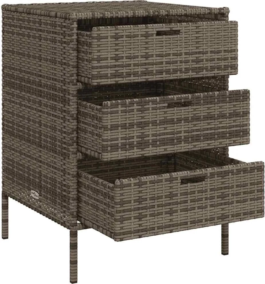 vidaXL szürke polyrattan kerti tárolószekrény 55 x 59 x 80 cm