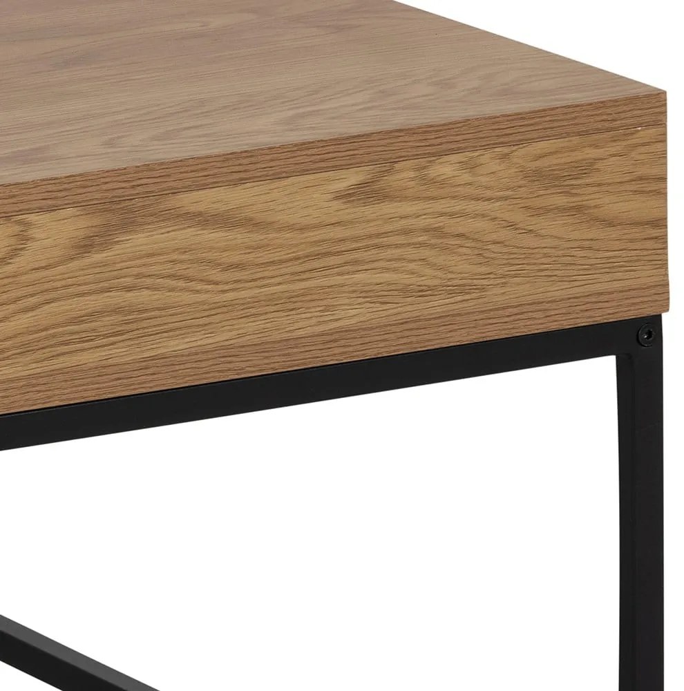 Sötét natúr színű dohányzóasztal tölgyfa dekoros asztallappal 80x80 cm Willford – Actona