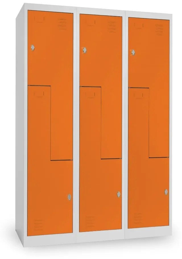 Fém szekrény Z, 3 szakasz, 120 x 50 x 180 cm, csavaros zár, narancs - ral 2004