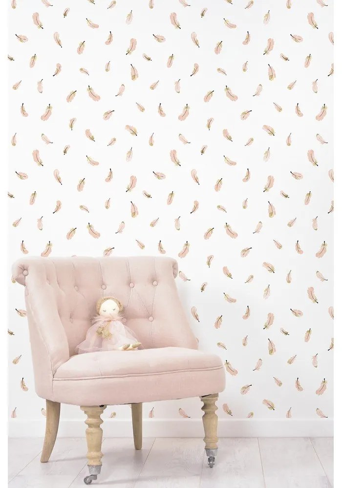 Gyerek tapéta 10 m x 50 cm Gold Feathers – Lilipinso