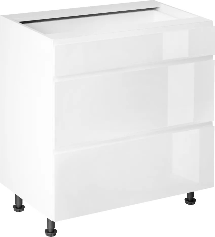Alsószekrény, fehér/fehér extra magasfényű HG, AURORA D80S3