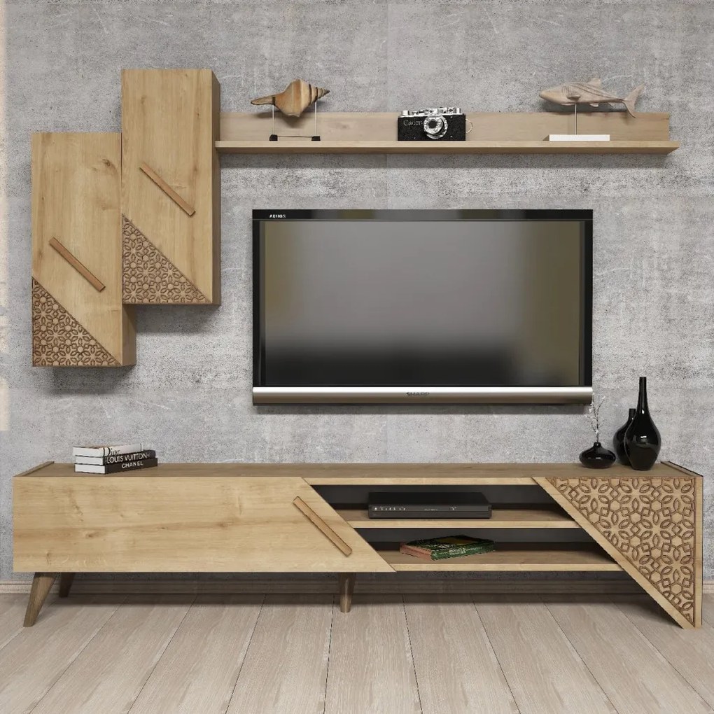 Beril TV-állvány, tölgy, 180 cm – TR845HCT3004