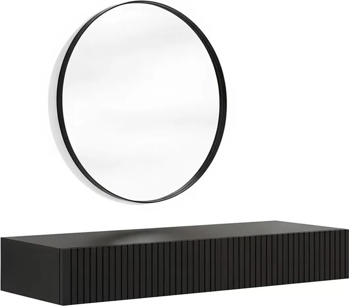 Nicole fali sminkasztal fekete tükörrel 60 cm - matt fekete / fekete