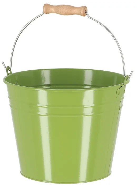 Cink kerti vödör, fa fogóval, 4,5 literes, zöld