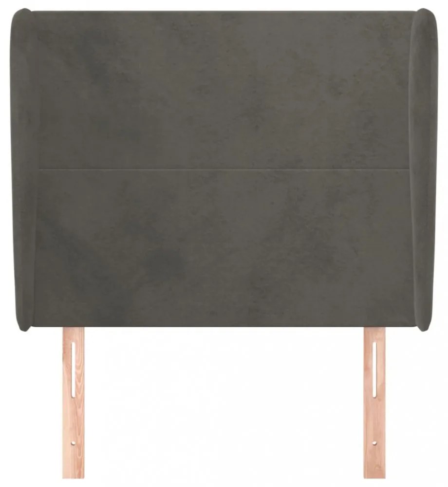 sötétszürke bársony fejtámla szárnyakkal 103 x 23 x 118/128 cm