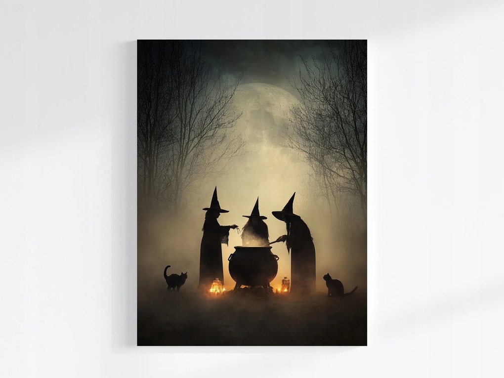 Vászonkép Canvas Varázslatok Szombat Boszorkányok Macska Éjszaka 75x100