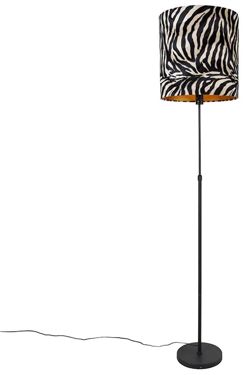 Állólámpa fekete lámpabúrával zebra mintával 40 cm állítható - Parte