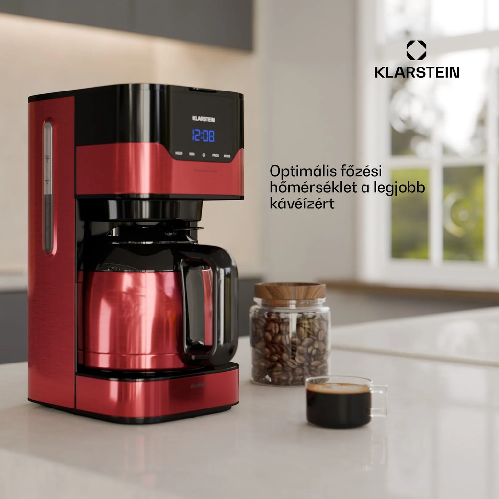 Klarstein Arabica 1.2, kávéfőző, 1.2 l, EasyTouch Control, ezüst/fekete