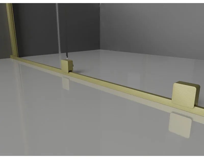 Mexen Velar, tolóajtós zuhanykabin 150 x 75 cm, 8mm szürke üveg, arany matt, 871-150-075-41-55