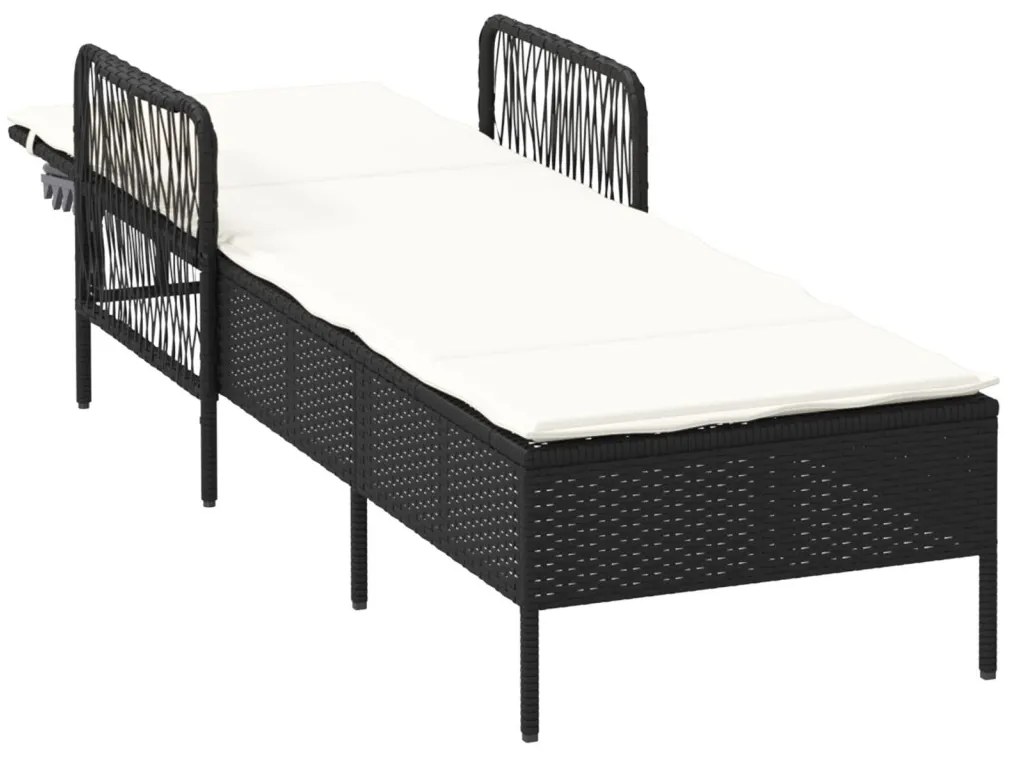 Napozóágy Fekete és krém szín PE Rattan 157 x 55 x 92 cm
