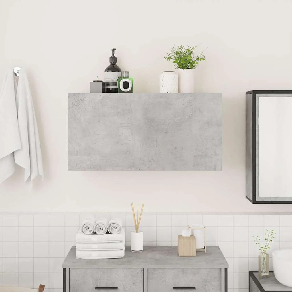 betonszürke szerelt fa fali fürdőszobaszekrény 80 x 25 x 40 cm