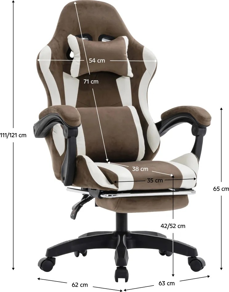 Irodai/gamer szék, barna/fehér, HOSPO