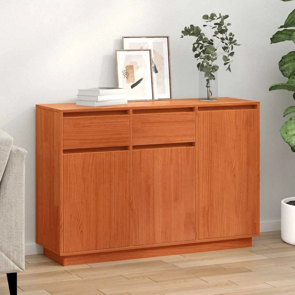 Széf fiókkal Viaszbarna 110 x 34 x 75 cm Tömör fenyőfa