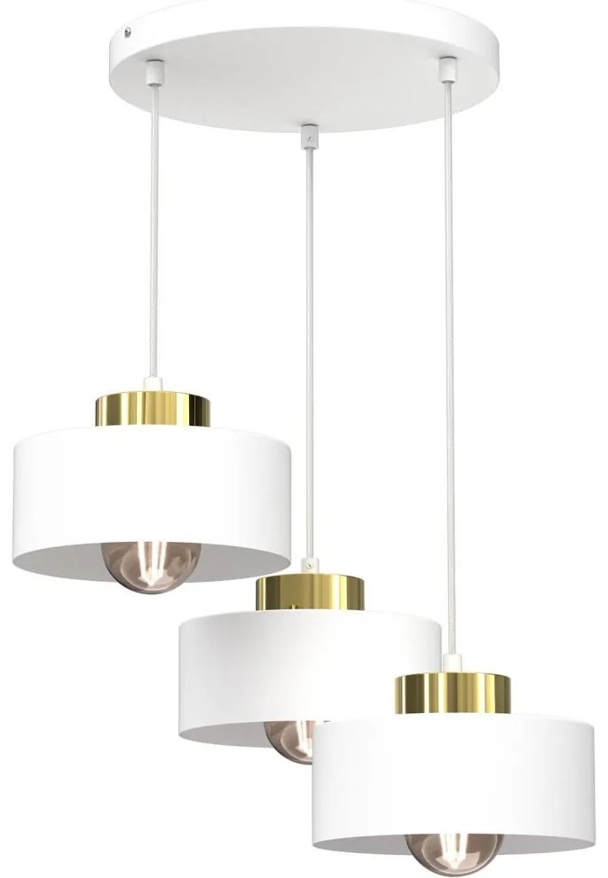 Csillár zsinóron MARTI 3xE27/15W/230V fehér/arany