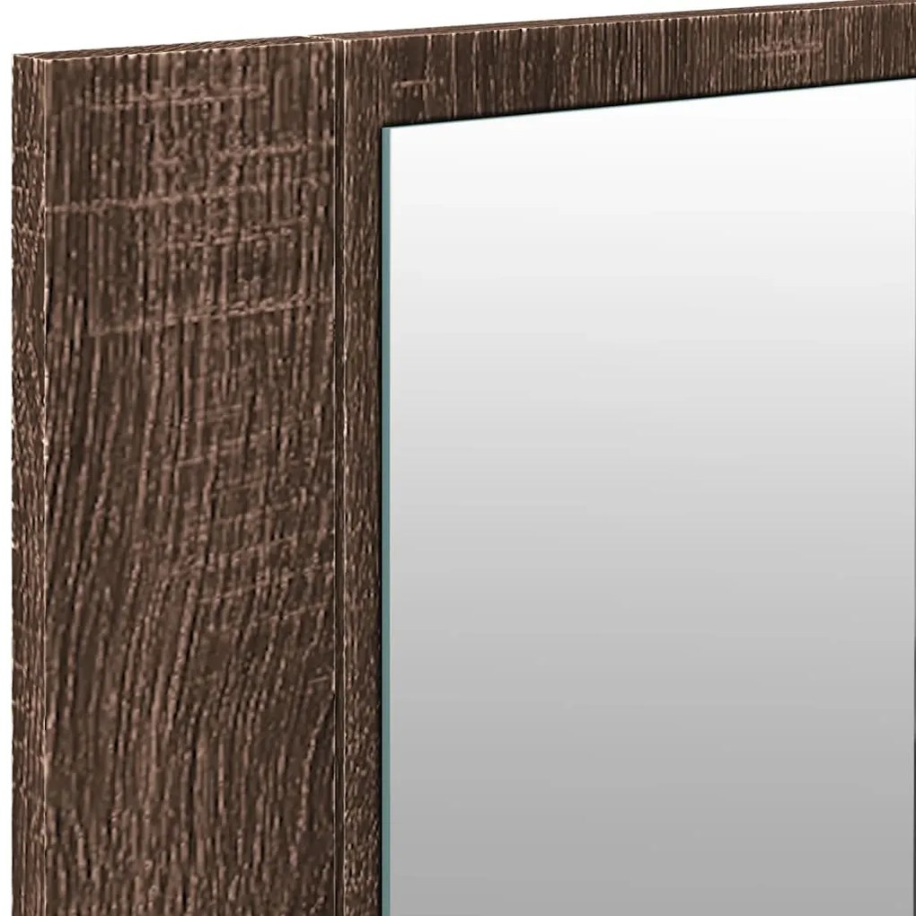 barna tölgyszínű LED-es tükrös fürdőszobaszekrény 100x12x45cm