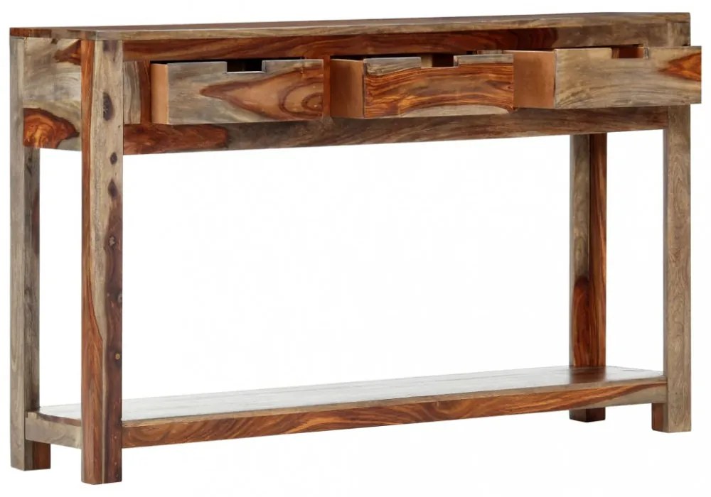 tömör kelet-indiai rózsafa tálalóasztal 3 fiókkal 120x30x75 cm