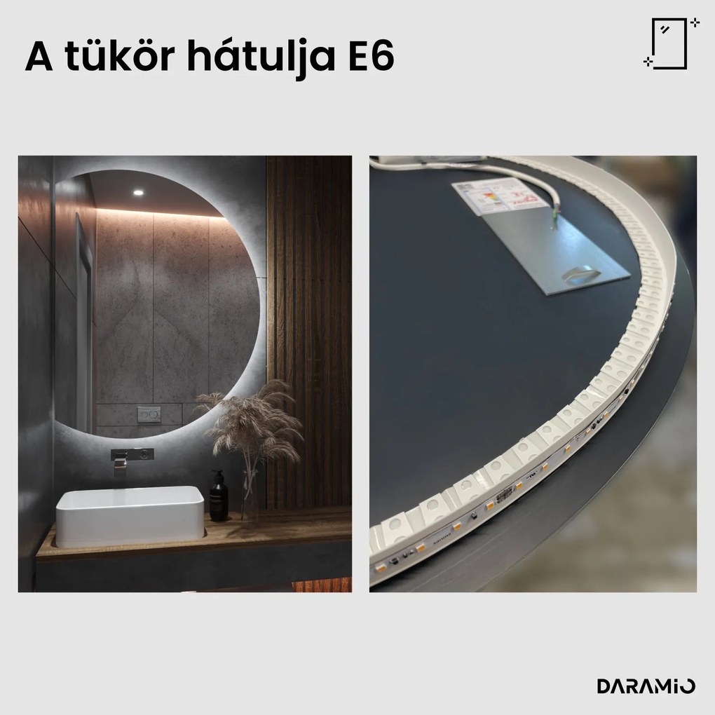 Félkör alakú tükör LED-világítással E6