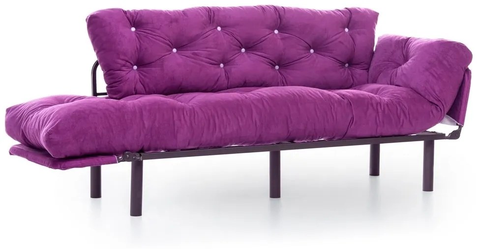 Kanapéágy Nitta Triple, Futon, 3 ülőhely, 225x70 cm, fém, lila