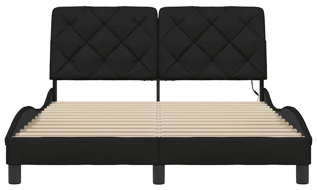 fekete szövet ágykeret LED-es matrac nélkül 140x200 cm