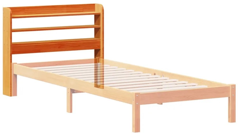 viaszbarna tömör fenyőfa fejtámla polcokkal 75 cm