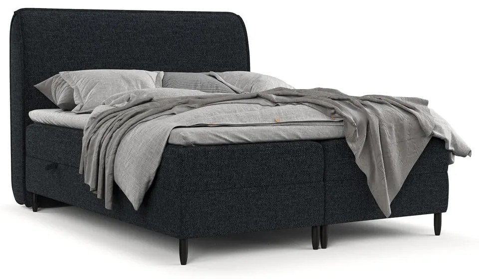 Fekete ágyneműtartós boxspring ágy 160x200 cm Melba – Maison de Rêve
