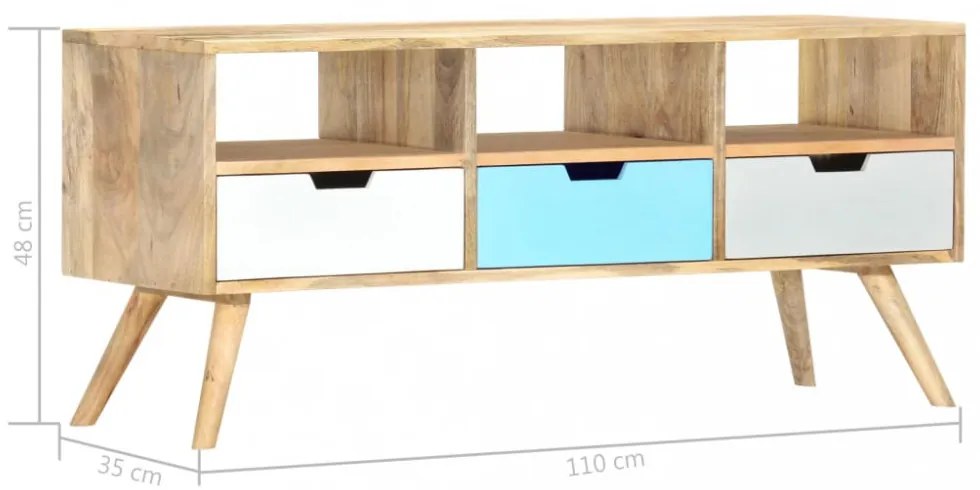 tömör mangófa TV-szekrény 110 x 35 x 48 cm