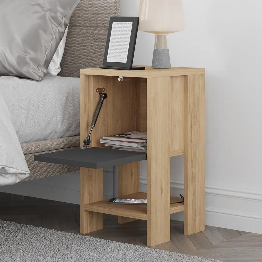 Éjjeliszekrény Ema - Oak, Anthracite