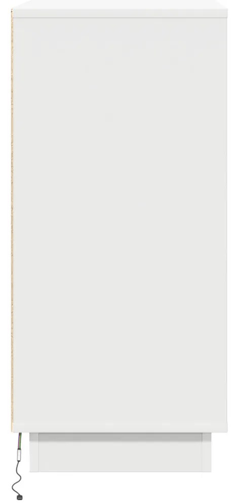 LED éjjeliszekrény Fehér - 71x34.5x75 cm, Mérnökfából készült