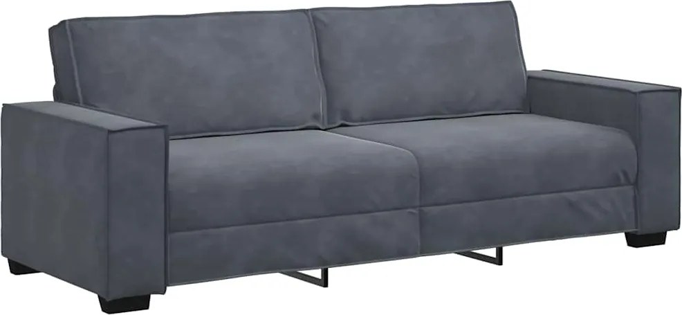 vidaXL 3 személyes sötétszürke bársony kanapé 220x78x84 cm