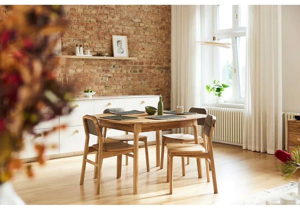 Natúr színű tölgyfa étkezőasztal 90x180 cm Twig – The Beds