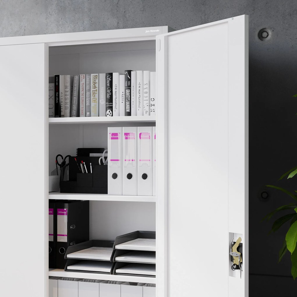 Fém iratszekrény JAN II, 1150 x 1850 x 400 mm, fehér