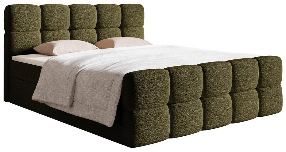 Kontinentális franciaágy 180 cm Cirsten 180C (ágyráccsal és matraccal) (tárolóhellyel) (oliva). Akció -16%. 1100154