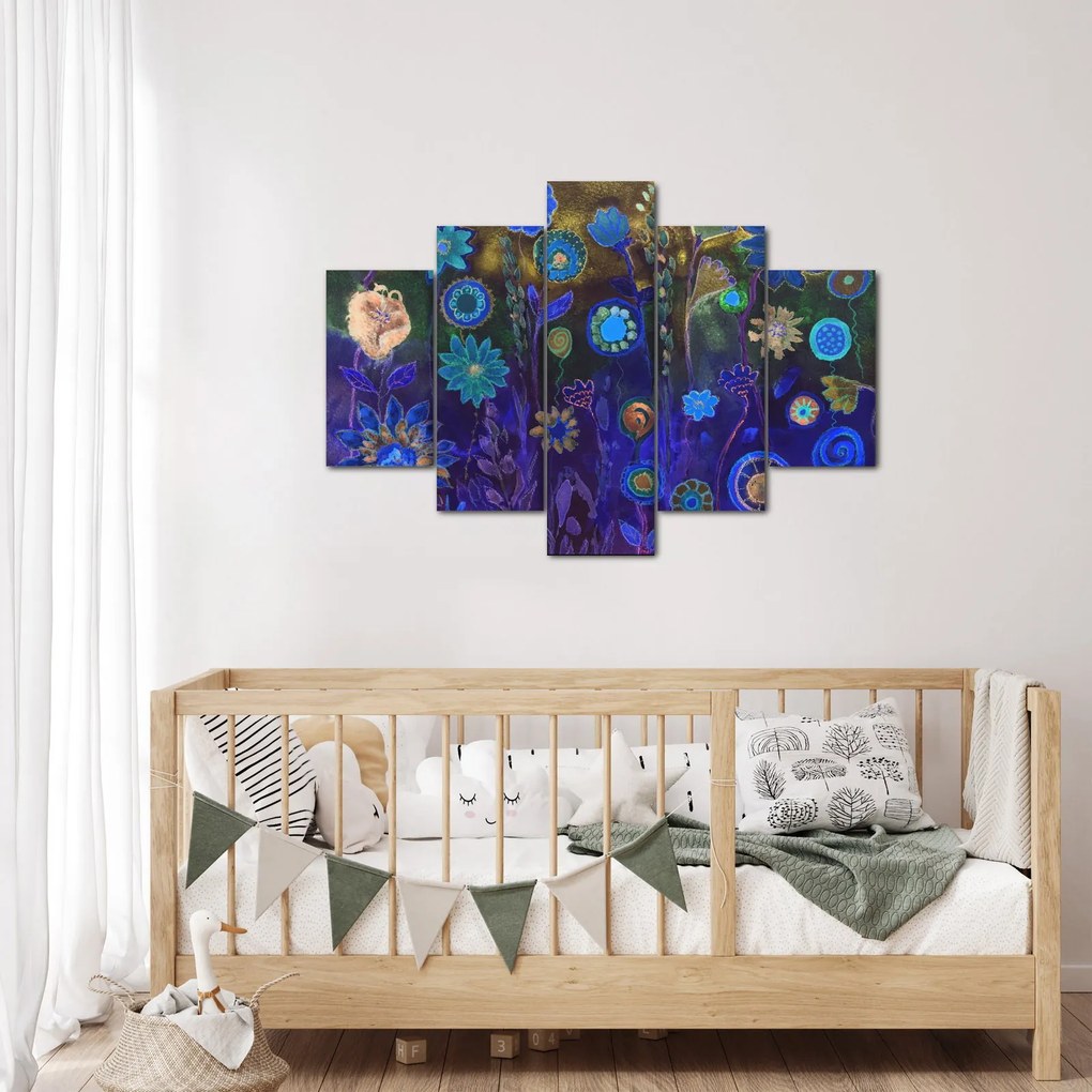 Sötétkék virágok képe (150x105 cm)