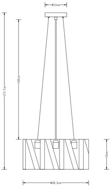 Lámpa Mennyezeti lámpatest MELODY,2782,AC220-240V,50/60Hz,3*E27, max.40W, IP20, Átmérő 40 cm, hármas, fekete