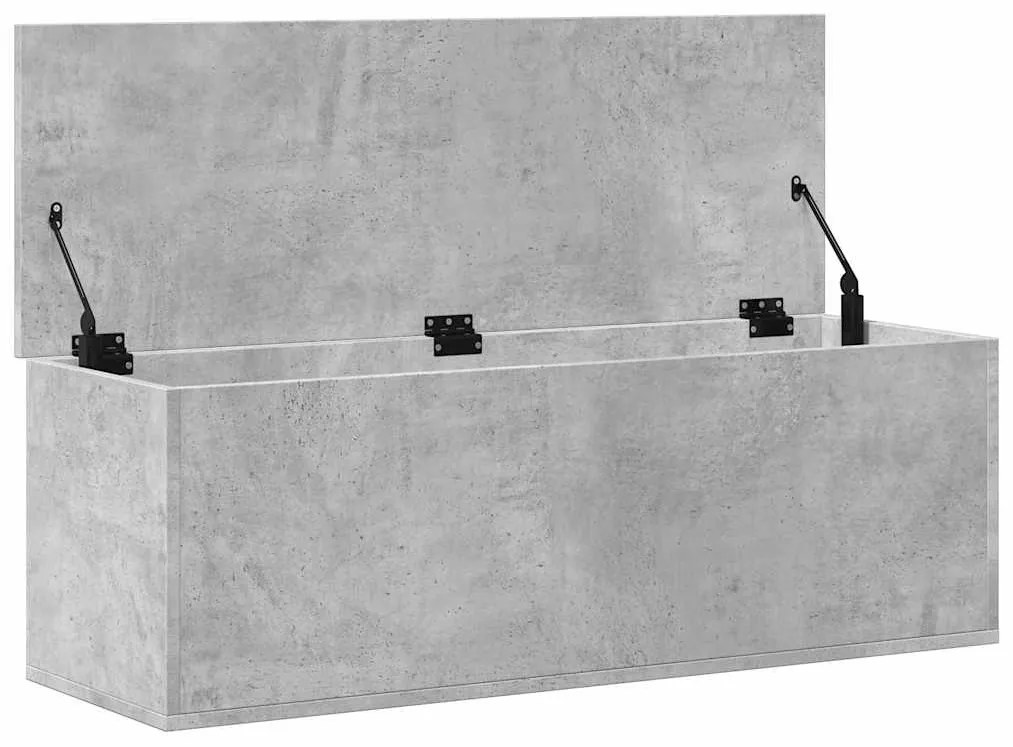 betonszürke szerelt fa tárolóláda 102 x 35 x 35 cm
