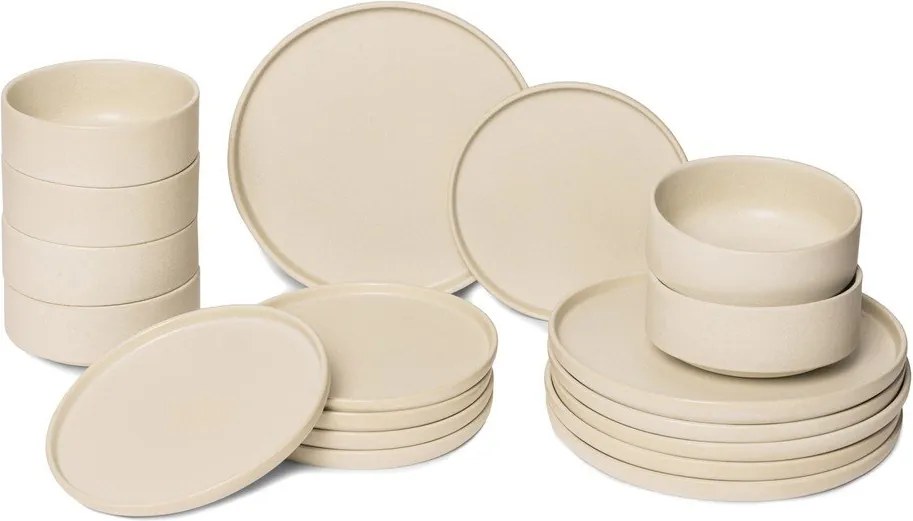Malia 18 db-os krémszínű agyagkerámia étkészlet - Bonami selection