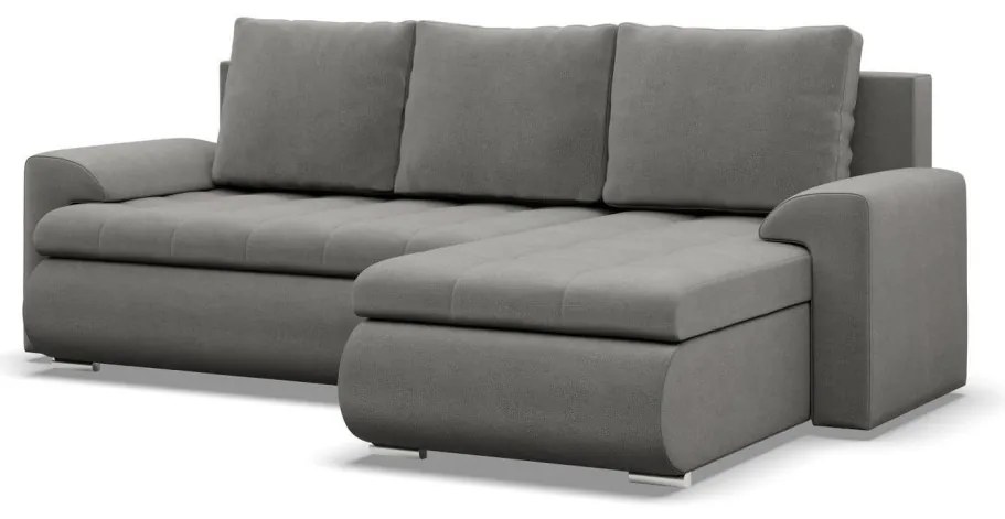 Tokio sarokkanapé, 2 ágyneműtartóval, bársony, jobboldali, világosszürke