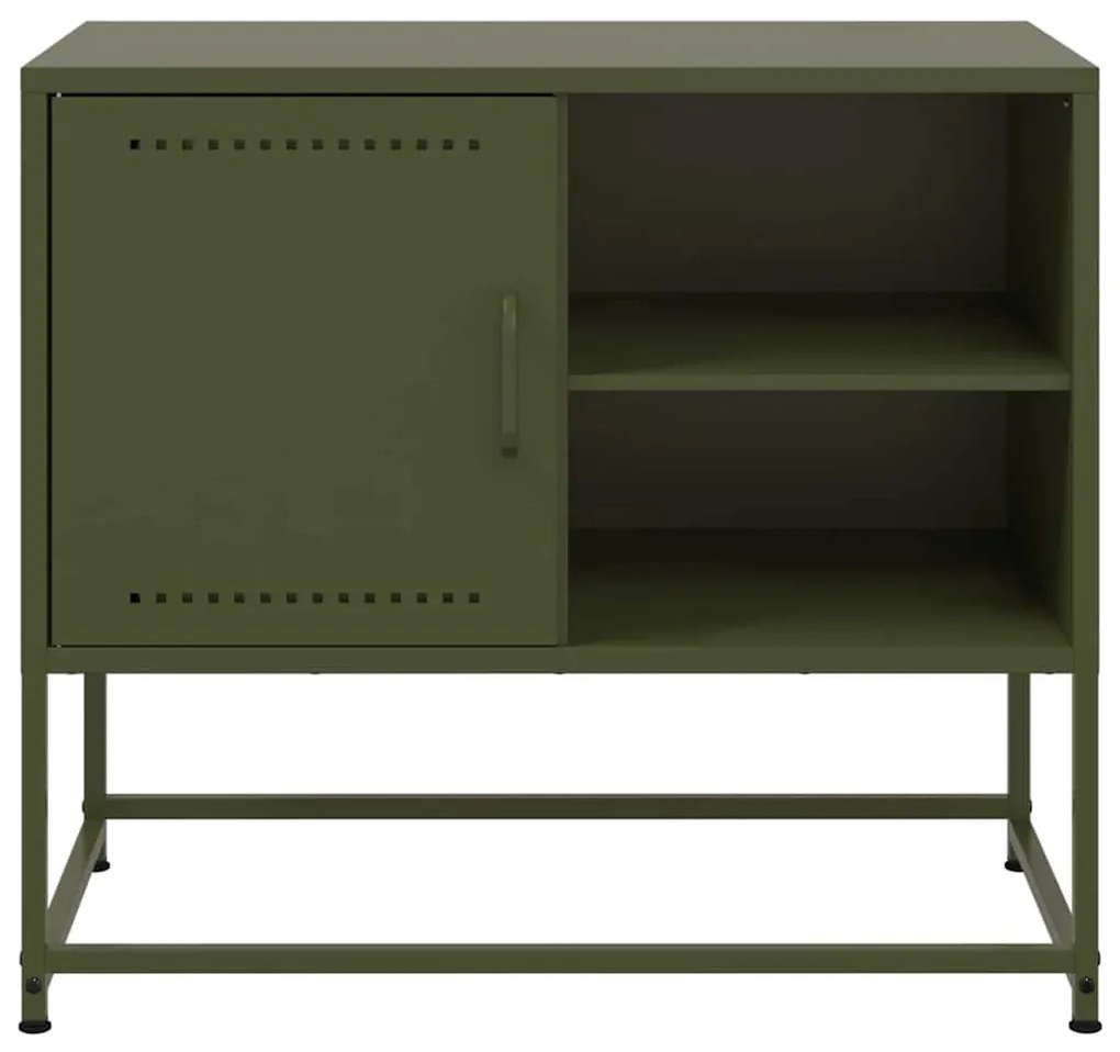 olívazöld acél TV-szekrény 68 x 39 x 60,5 cm