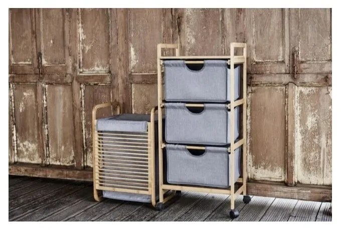 Szürke-barna bambusz fürdőszobai polcos állvány 44x96 cm Bahari – Wenko