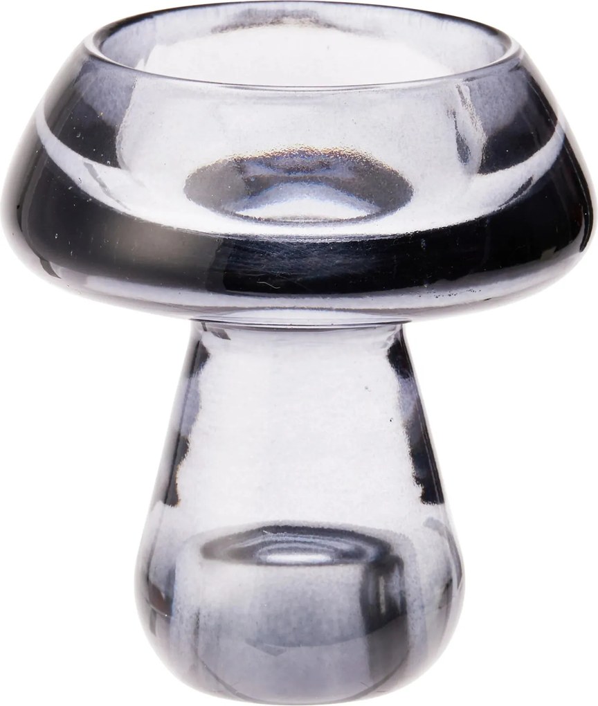 Üveg gyertyatartó Houba sötétszürke (8x8x8,8 cm)