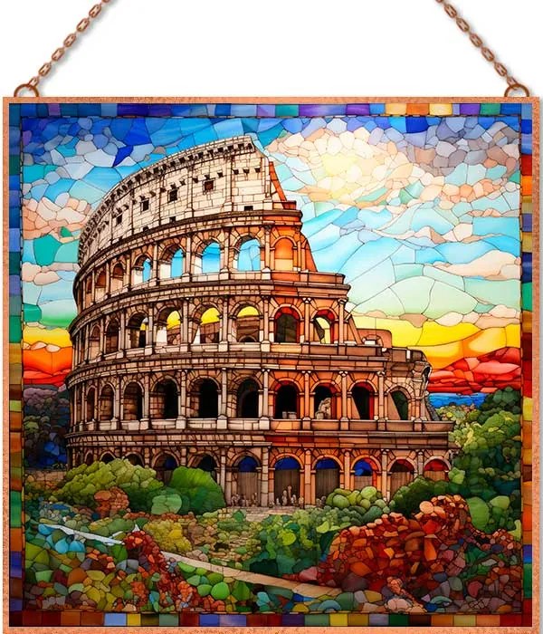 Colosseum-Ólomüveg stílusban üvegkép, falikép