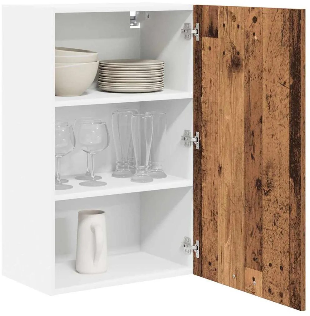 Függő szekrény Riga Régi fa és fehér 50 x 31 x 80 cm Faanyag