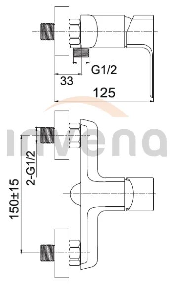 Invena Nyks, falra szerelhető kádcsaptelep zuhanygarnitúra nélkül, fényes króm, INV-BW-28-001-S