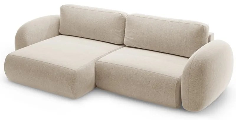 Bézs zsenília kinyitható-tárolóhelyes sarokkanapé Tonale – Cosmopolitan Design