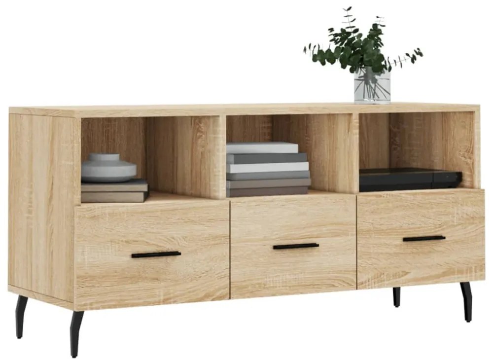 sonoma tölgy színű szerelt fa TV-szekrény 102 x 36 x 50 cm