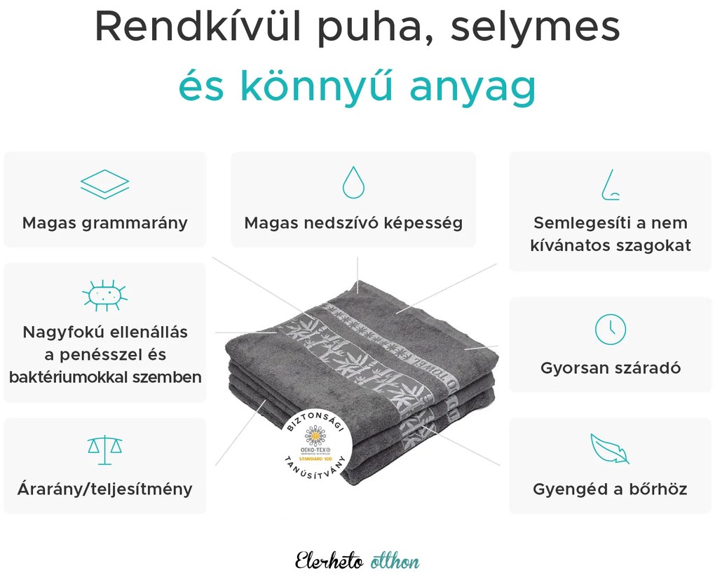 BAMBOO barna 2db fürdőlepedő 70x140 cm, 70% bambusz szál | 30% pamut