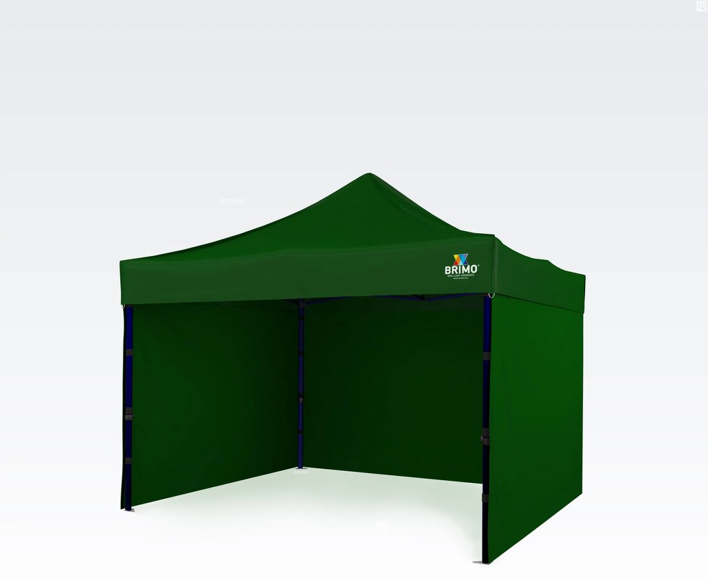 Pavilon 3x3 m Acélváz 3 fallal: Munkasátor kézműveseknek - plusz 3 oldalfal - Zöld