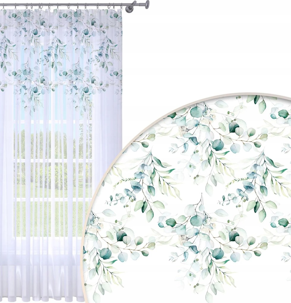 Függöny Kész Fátyol 140X230 Festett Mintás Béka Szalag Függöny Levelek 073